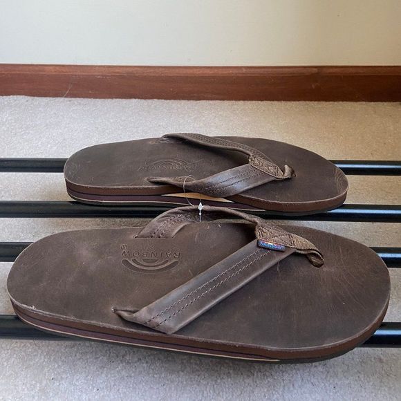 RAINBOW Men Premium Leather Double Layer Sandals - NEW NWOB NWOT - Picture 5 of 7